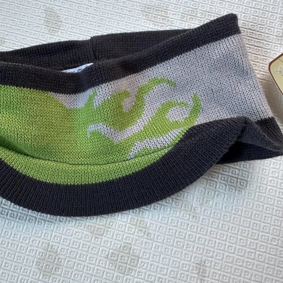 Y2K Green Flames Skater Winter Headband with Mini Cap - Picture 6 of 8